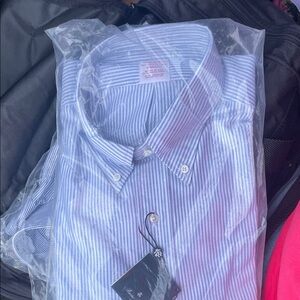 Brooks Brothers Blue and White Striped Casual Shirt